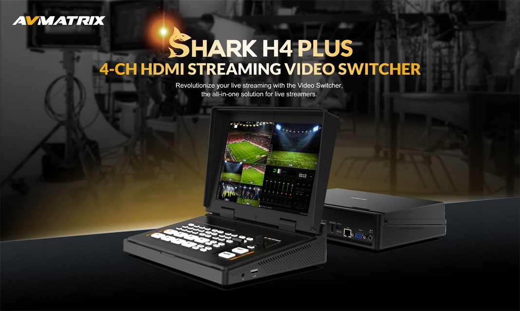 AvMatrix Shark H4 Plus Portable 10.1 inch Screen HDMI Video Switcher
